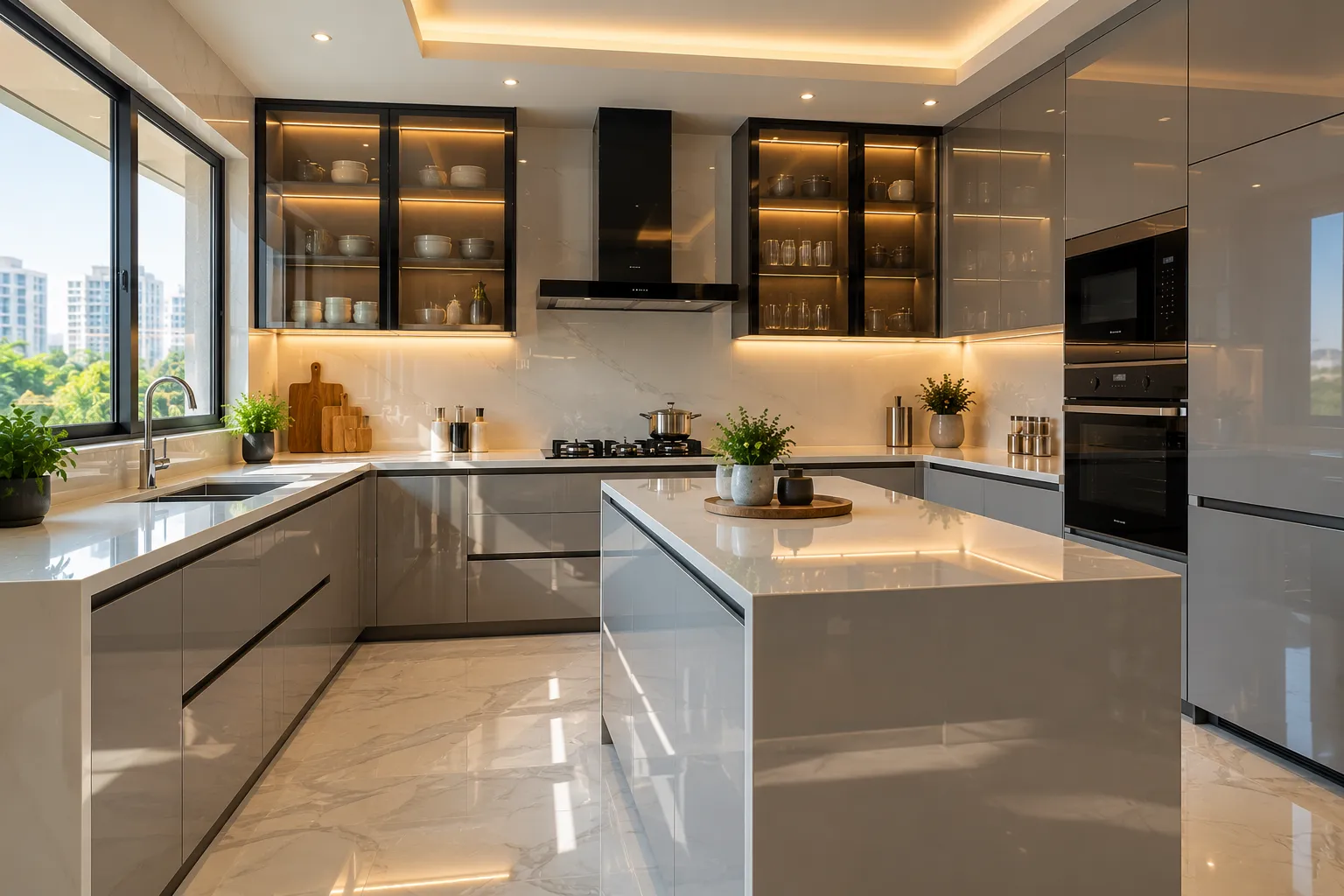 Aabha luminous luxury kitchen by GKD